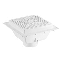 Sioux Chief 861-4P 861 Series SquareMax 14 1/8" Square Light-Duty PVC Floor Sink with Full Strainer, 6 3/8" Sump Depth, and 4" Outlet