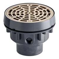 Sioux Chief 832-25PNR 832 Series FinishLine 5 1/2" Round Light-Duty Adjustable Floor Drain with Nickel Bronze Strainer, PVC Base, and 2" x 3" Outlet