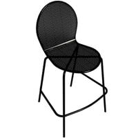 American Tables and Seating 94-BS Black Mesh Outdoor Bar Stool with Rounded Seat and Seat Back