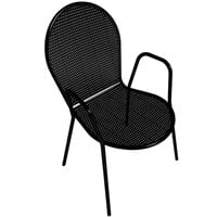 American Tables and Seating 93 Black Outdoor Chair with Arms and Rounded Seat and Seat Back