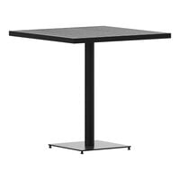 Flash Furniture Lark 30" x 30" Square Gray Wash Faux Teak Indoor / Outdoor Standard Height Table with Black Steel Frame