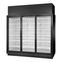 True 98" Black Refrigerated Glass Door Merchandiser with LED Lighting
