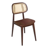 BFM Seating Emma Dark Walnut Side Chair with Cane Back and Veneer Wood Seat