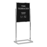 United Visual Products 22" x 28" Black Double-Sided Open Faced Pedestal Letterboard with Aluminum Frame