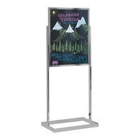 United Visual Products 22" x 28" Black Double-Sided Open Faced Pedestal Dry Erase Board with Aluminum Frame