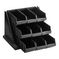Cambro 9RS9110 Black Versa Self Serve Condiment Bin Stand Set with 3-Tier Stand and 12" Condiment Bins