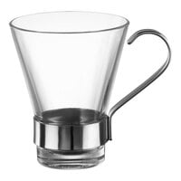 Bormioli Rocco Ypsilon from Steelite International 3.75 oz. Glass Espresso Cup with Stainless Steel Handle - 24/Case