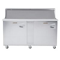 Traulsen UPT6024-LL-SB 60" 2 Left Hinged Door Stainless Steel Back Refrigerated Sandwich Prep Table