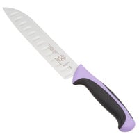 Mercer Culinary M22707PU Millennia Colors® 7" Granton Edge Santoku Knife with Purple Allergen-Free Handle