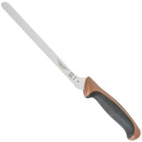 Mercer Culinary M22418BR Millennia Colors® 8" Offset Serrated Edge Bread / Sandwich Knife with Brown Handle