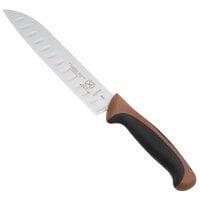 Mercer Culinary M22707BR Millennia Colors® 7" Granton Edge Santoku Knife with Brown Handle