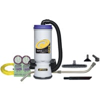 ProTeam 107114 10 Qt. Super CoachVac HEPA Backpack Vacuum Cleaner with 107099 Xover Performance Floor Tool Kit C - 120V