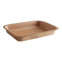 Solut Bake and Show 8 1/4" x 6 1/16" Kraft Oven-Safe Compostable Corrugated Paperboard Entree / Brownie Pan - 680/Case