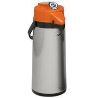 Curtis TLXA2201G000D 2.2 Liter Stainless Steel Lever Airpot with Glass Liner and Orange Top - 6/Case