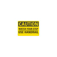 Lavex Non-Reflective Plastic "Caution / Watch Your Step / Use Handrail" Safety Sign