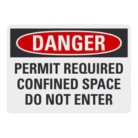 Lavex Non-Reflective Plastic "Danger / Permit Required / Confined Space / Do Not Enter" Safety Sign