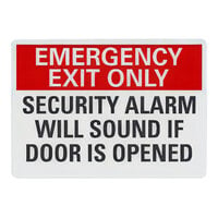 Lavex 10" x 7" Non-Reflective Adhesive Vinyl "Emergency Exit Only / Security Alarm Will Sound If Door Is Opened" Safety Label