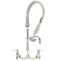 T&S MPZ-8WLN-06 EasyInstall Wall Mounted 22 1/8" High Mini Pre-Rinse Faucet with Adjustable 8" Centers, 1.15 GPM Spray Valve, 24" Hose, 6" Add-On Faucet, and 6" Wall Bracket