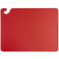 San Jamar CB152012RD Cut-N-Carry® 20" x 15" x 1/2" Red Cutting Board with Hook