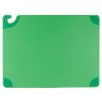 San Jamar CBG182412GN Saf-T-Grip® 24 inch x 18 inch x 1/2 inch Green Cutting Board with Hook