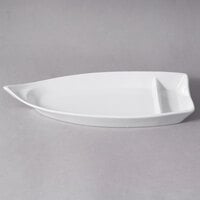 10 Strawberry Street WTR-SUSHIBT Whittier 12" x 5" White Porcelain Sushi Boat - 24/Case