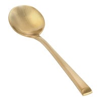 Front of the House Parker 6 1/4" 18/10 Stainless Steel Extra Heavy Weight Matte Brass Soup Spoon - 12/Case