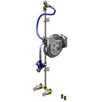 T&S B-1453 35' Open Epoxy Coated Hose Reel Assembly with Exposed Piping and Accessories