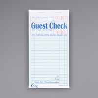 Choice 1 Part Green and White Guest Check with Beverage Lines and Top Guest Receipt - 10/Pack