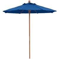 Grosfillex 98949731 7' Pacific Blue Market Umbrella with 1 1/2" Wooden Pole