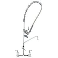 T&S B-0133-ADF16-B EasyInstall Wall Mounted 37 1/2 inch High Pre-Rinse Faucet with Adjustable 8 inch Centers, 44 inch Hose, 16 inch Add-On Faucet, and 6 inch Wall Bracket