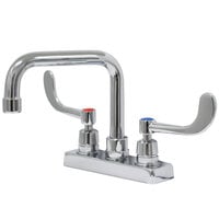 Advance Tabco K-208 6" Deck Mount Extended Spout Faucet with Wrist Handles and 4" Centers