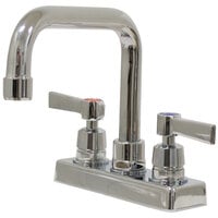 Advance Tabco K-124 Deck Mounted Faucet with 6" Extended D Nozzle, 4" Centers, 1 GPM Aerator, and Lever Handles