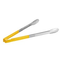 Vollrath 4781650 Jacob's Pride 16" Stainless Steel Scalloped Tongs with Yellow Coated Kool Touch® Handle