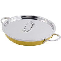 Bon Chef 60304 Classic Country French Collection 1 Qt. 20 oz. Yellow Saute Pan / Skillet with Cover and Double Handles