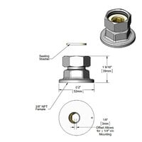 T&S 00QQ Chrome Faucet Flange Assembly with 3/8" NPT Connections