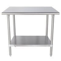 Advance Tabco MS-243 24" x 36" 16 Gauge Stainless Steel Commercial Work Table with Stainless Steel Undershelf