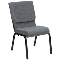 Flash Furniture XU-CH-60096-BEIJING-GY-GG Gray 18 1/2" Wide Church Chair with Gold Vein Frame