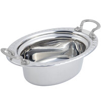 Bon Chef 5603HRSS 13" x 9" x 5" Stainless Steel 3.75 Qt. Full Size Oval Arches Design Food Pan with Round Stainless Steel Handles