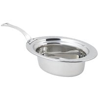 Bon Chef 5603HLSS 13" x 9" x 5" Stainless Steel 3.75 Qt. Full Size Oval Arches Design Food Pan with Long Stainless Steel Handle