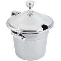 Bon Chef 5311CHRSS 10 5/8" x 8 1/4" Stainless Steel 7 Qt. Bolero Design Soup Tureen with Chrome Accents and Round Stainless Steel Handles