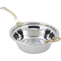 Bon Chef 5656HL 13" x 12" x 4" Stainless Steel 4 Qt. Arches Design Casserole Food Pan with Long Brass Handle