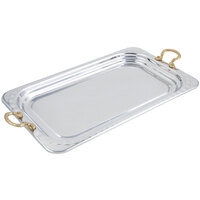Bon Chef 5607HR 22" x 14" x 1" Stainless Steel 4.5 Qt. Full Size Rectangular Arches Design Food Pan with Round Brass Handles