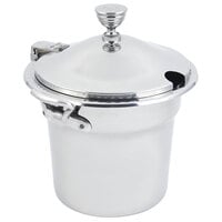 Bon Chef 5611WHCHRSS 10 5/8" x 8 1/4" Stainless Steel 7 Qt. Arches Design Soup Tureen with Chrome Accents and Round Stainless Steel Handles