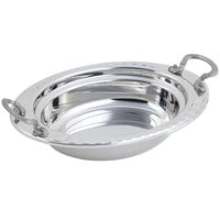 Bon Chef 5604HRSS 13" x 9" x 3" Stainless Steel 2 Qt. Full Size Oval Arches Design Food Pan with Round Stainless Steel Handles
