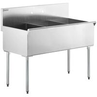 Steelton 48 inch 16-Gauge Stainless Steel Three Compartment Commercial Utility Sink - 16 inch x 21 inch x 14 inch Bowls