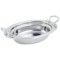 Bon Chef 5304HRSS 13" x 9" x 3" Stainless Steel 2 Qt. Full Size Oval Bolero Design Food Pan with Round Stainless Steel Handles