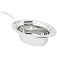 Bon Chef 5203HLSS 13" x 9" x 5" Stainless Steel 3.75 Qt. Full Size Oval Plain Design Food Pan with Long Stainless Steel Handle