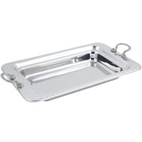 Bon Chef 5606HRSS 20" x 12" x 2" Stainless Steel 1 Gallon 3/4 Size Rectangular Arches Design Food Pan with Round Stainless Steel Handles