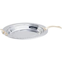 Bon Chef 5688HL 19" x 11" x 2" Stainless Steel 2.5 Qt. Arches Design Oval Food Pan with Long Brass Handle