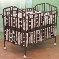 L.A. Baby CS-81 24" x 38" Chocolate Colored Metal Folding Crib with 2" Flame Retardant Mattress
